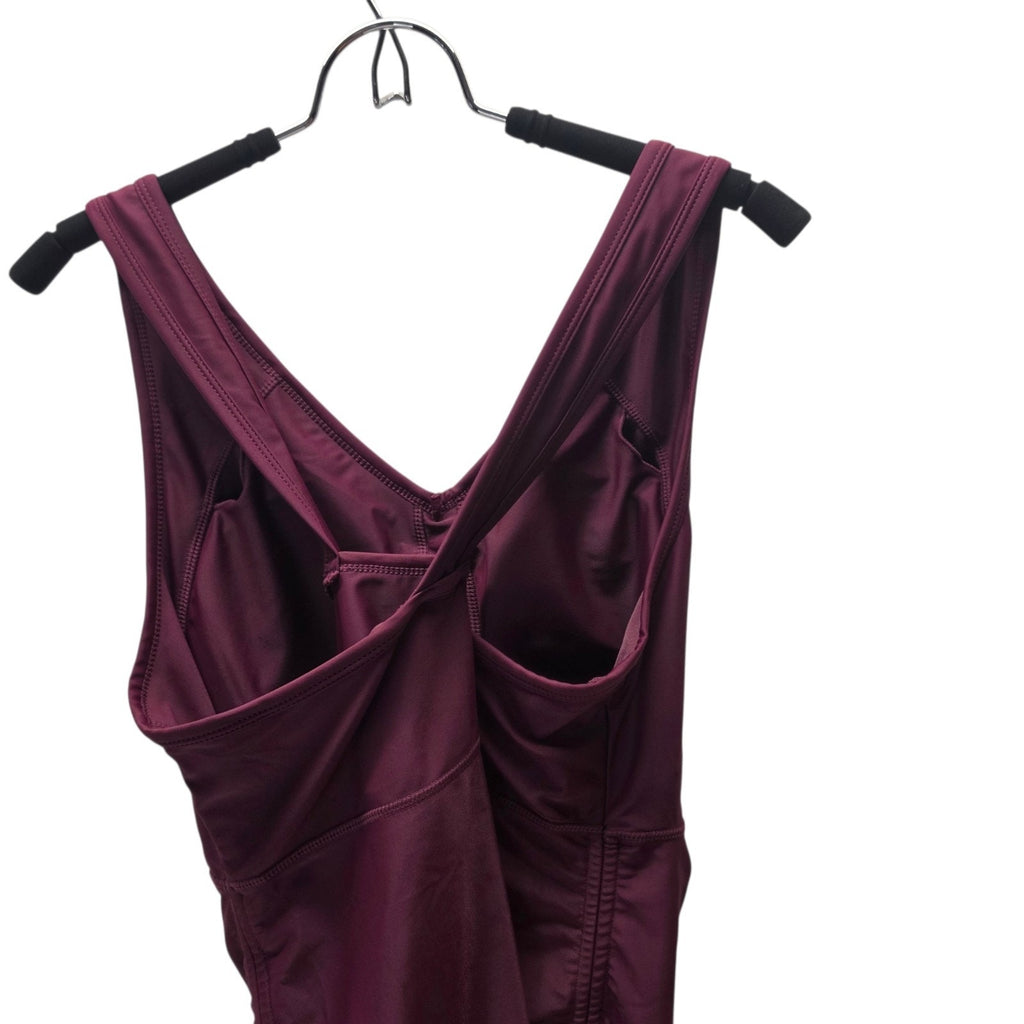 UV Skinz Women's Ruched Swim Tunic Tankini Top Deep Plum 2XL Beach Resort Sporty