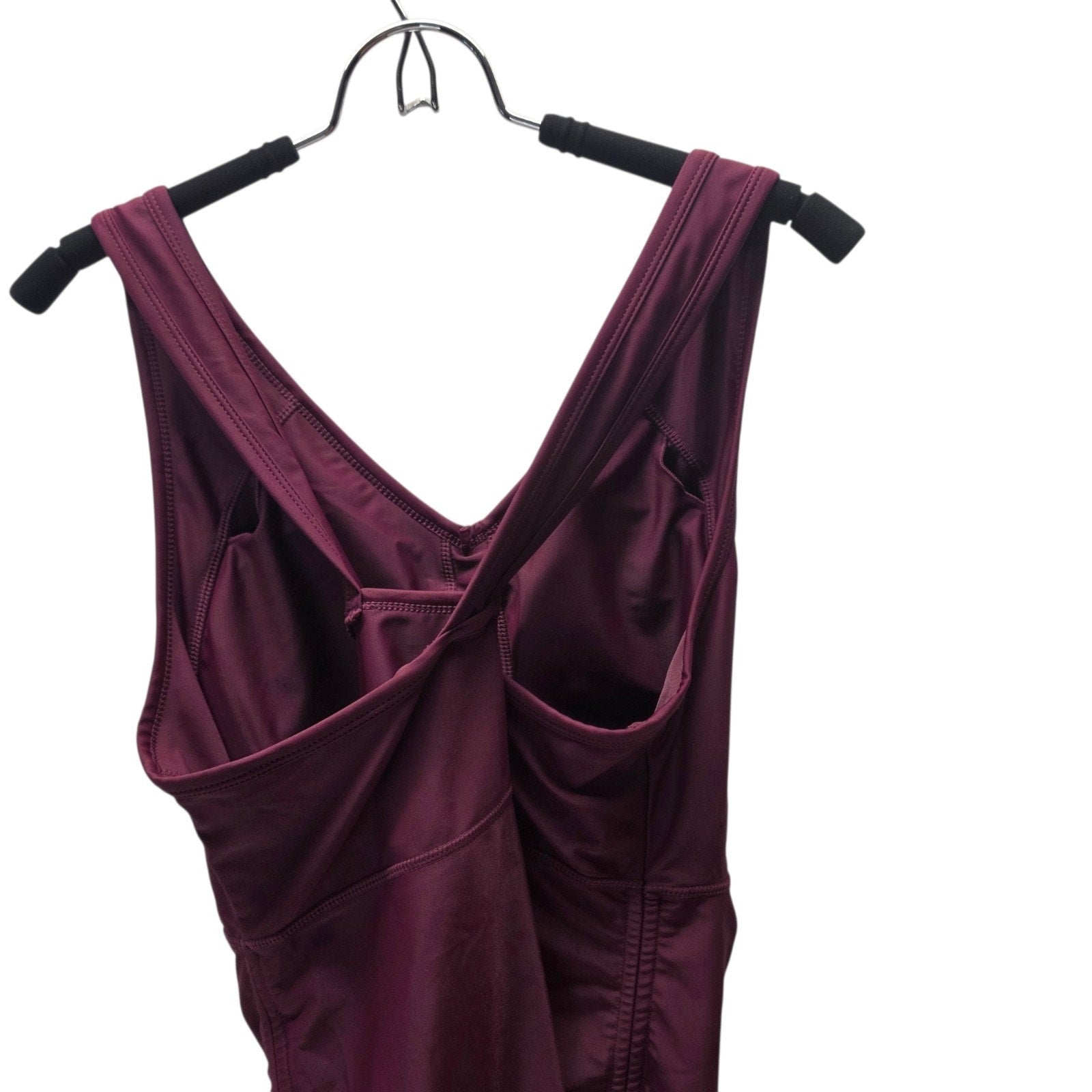 UV Skinz Women's Ruched Swim Tunic Tankini Top Deep Plum 2XL Beach Resort Sporty