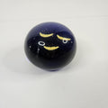 Vintage Mid-Century Yellow Blue Clear Bubbles Elliptic Sphere Face Paperweight