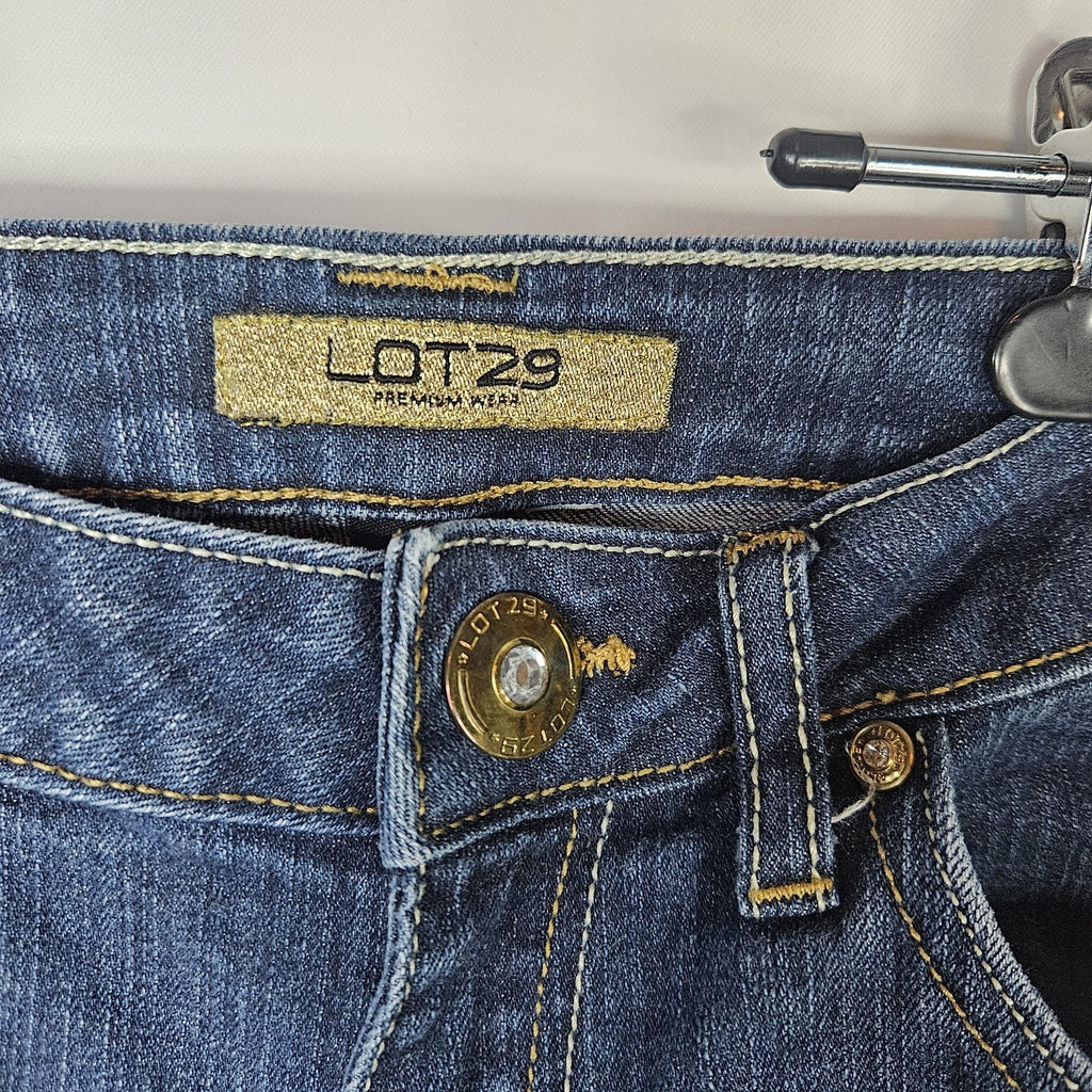 Vintage Y2K Lot 29 Size 7 Bootcut Low Rise Stretch Jeans Gold Embroidered 30x30