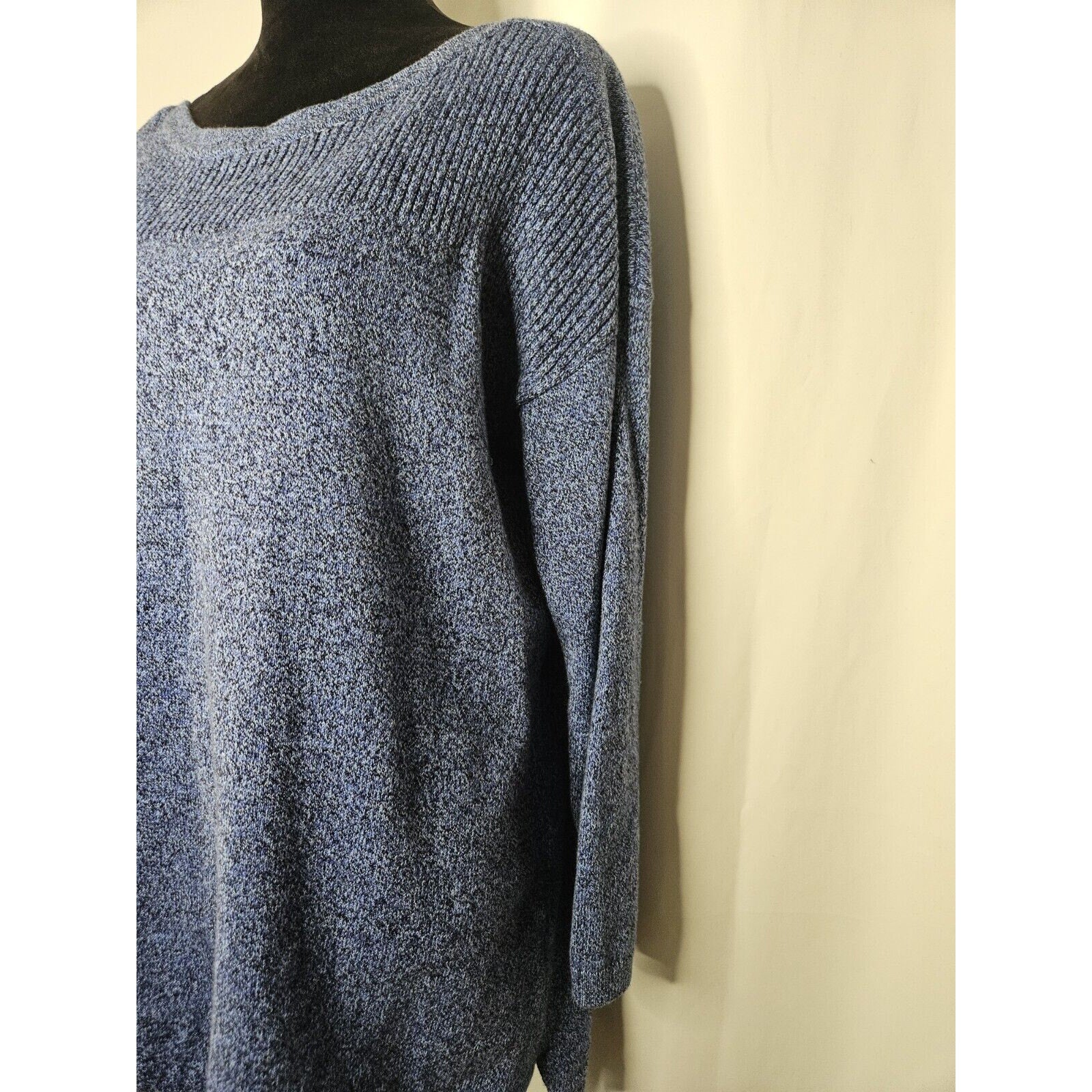 Talbots Womens Plus Knit Sweater 1X Blue Tight Knit Long Sleeve Round Neck
