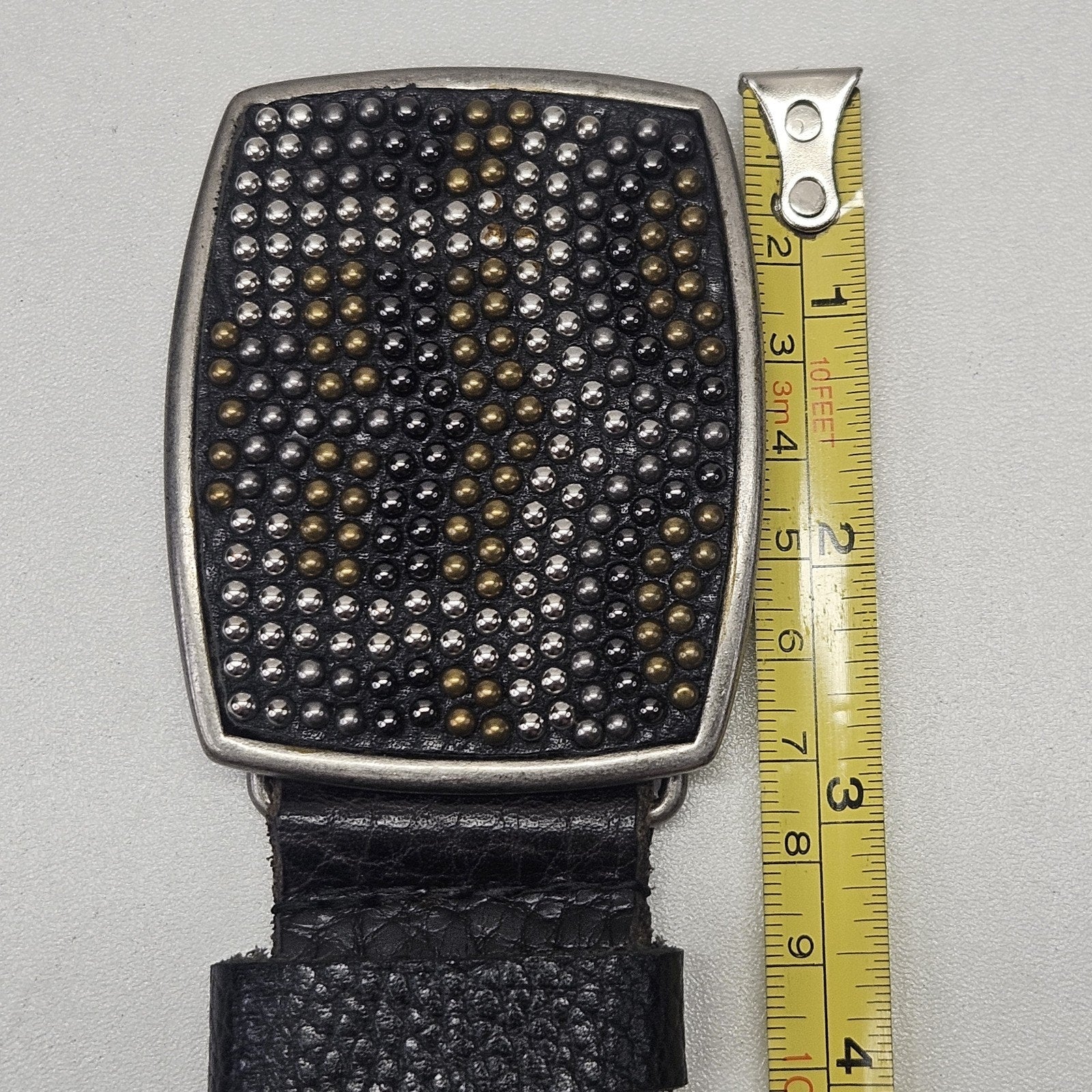 Vtg Joe's Jeans Black Leather Belt w/ Embellishment Buckle Large Western Cowboy