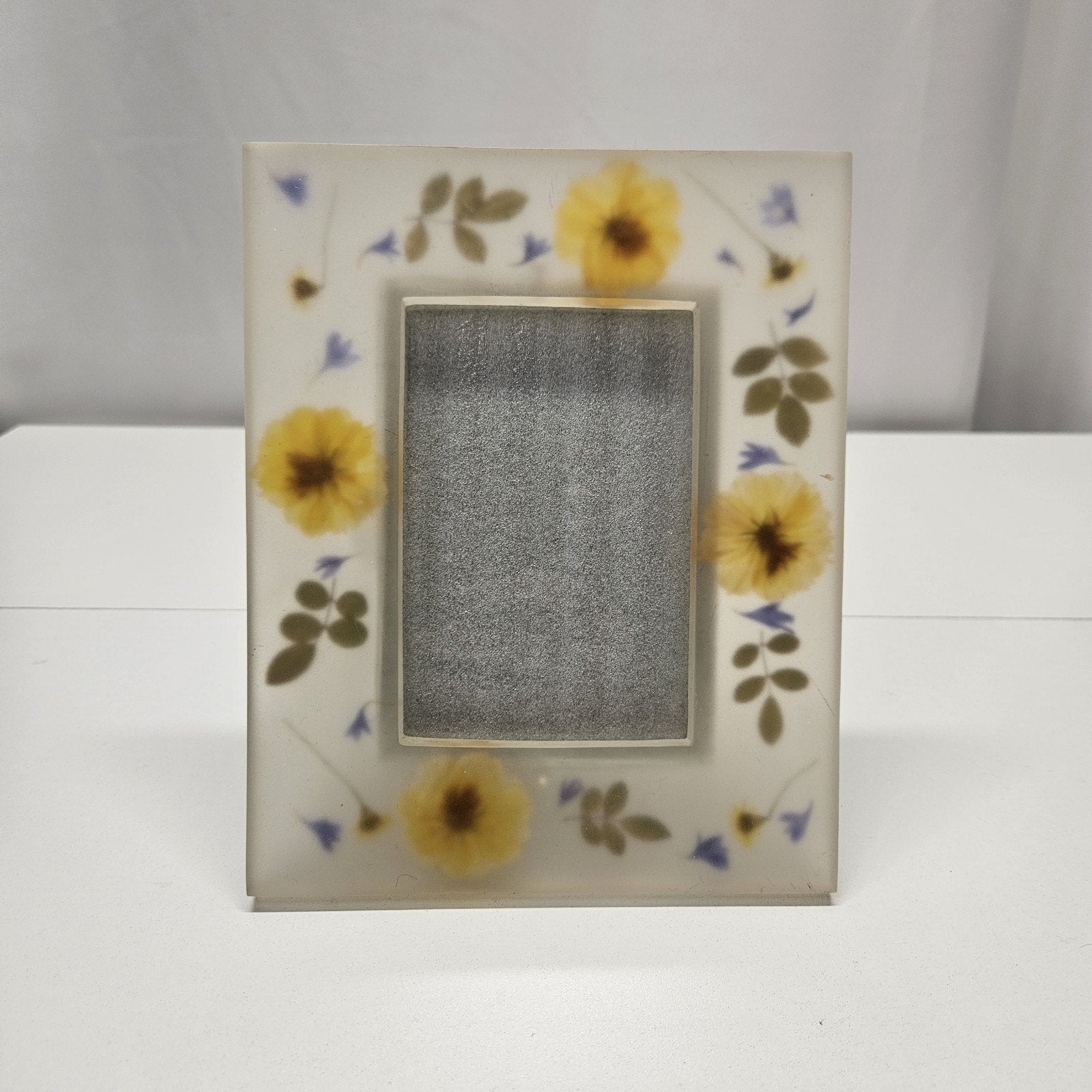 Vintage Frosted Floral Botanical Picture Frame 6x4" Photo Frame Pressed Flowers