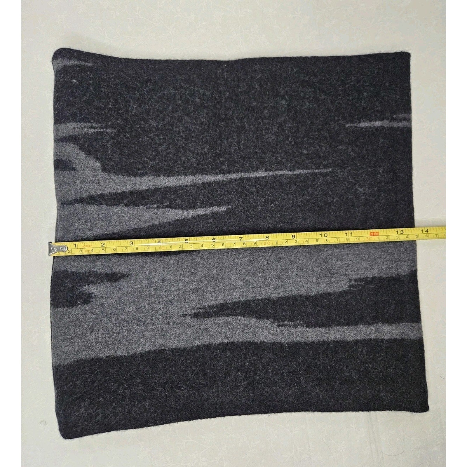 100% Wool Double Knit Wrap Scarf Black Grey Abstract Winter Wear Neck Scarf