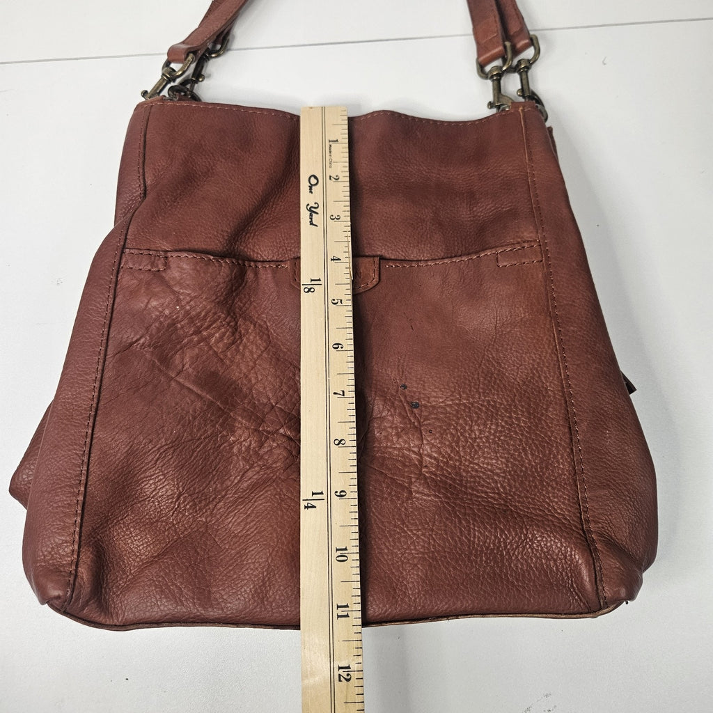 American Leather Co Women's Lenox Triple Entry Satchel Brandy Brown Shoulder Bag