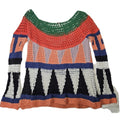 FREE PEOPLE Modern Art Geo Knit Sweater in Multi Combo Open Knit Size Small