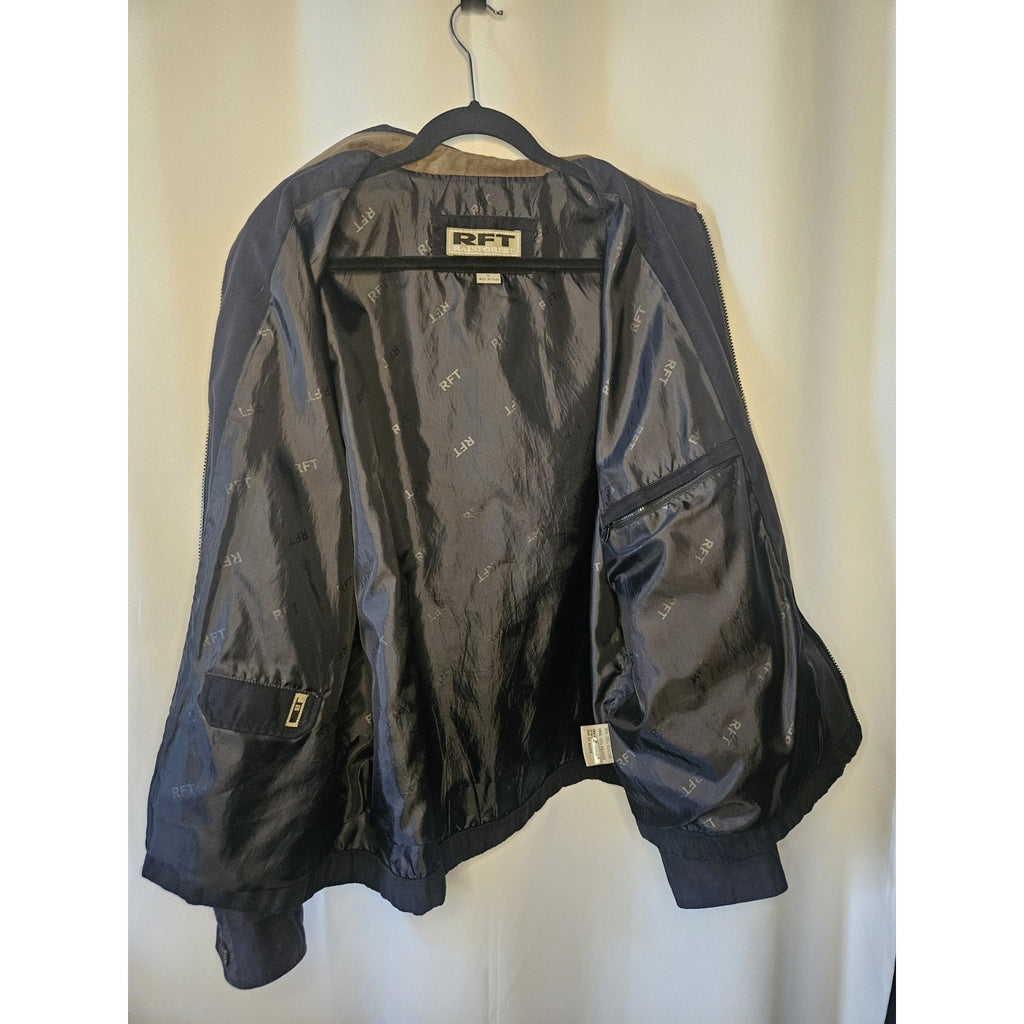 Vintage RFT Rainforest Black Micro Suede Jacket XL Inside Zipper Phone Pocket
