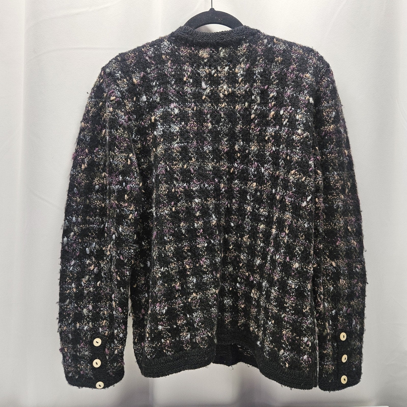 Vtg South Wool Pure Virgin Wool Handknitted Cardigan Sweater Sz M Made Uruguay