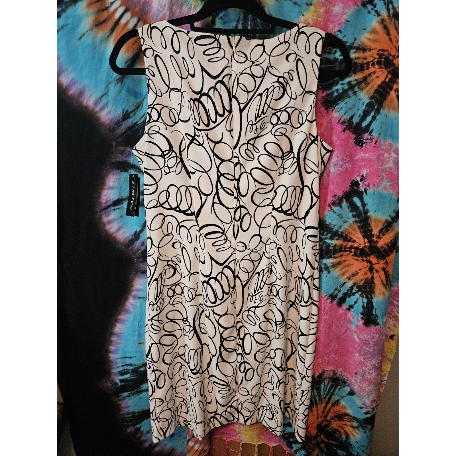 NWT Womens White Black Abstract Sleeveless Sheath Dress Size 10 Career Business