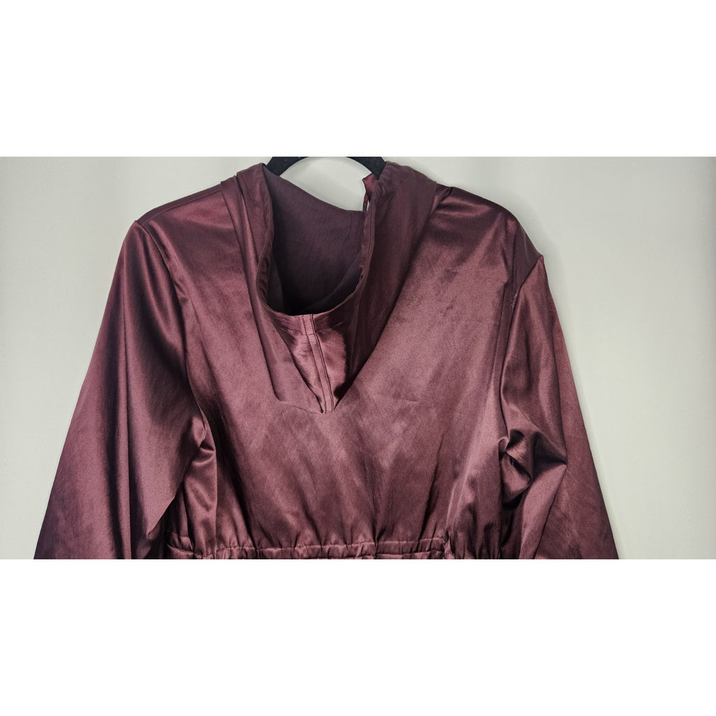 MICHAEL KORS FANCY PURPLE HOODED ANORAK CINCH-WAIST RAINCOAT LONG JACKET P/M