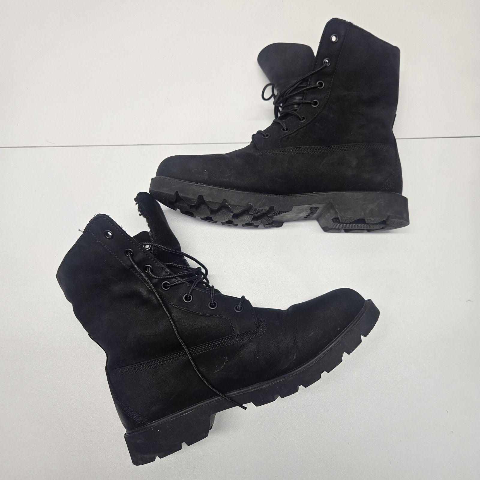 Timberland Waterproof Boots Fold-Down Teddy Fleece Nubuck Black Women's Size 10