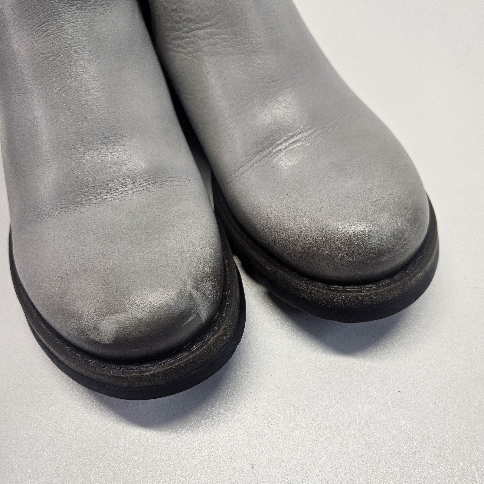 Fly London Salv Chelsea Boots Womens Size 9.5 Gray Leather Pull On Ankle Booties