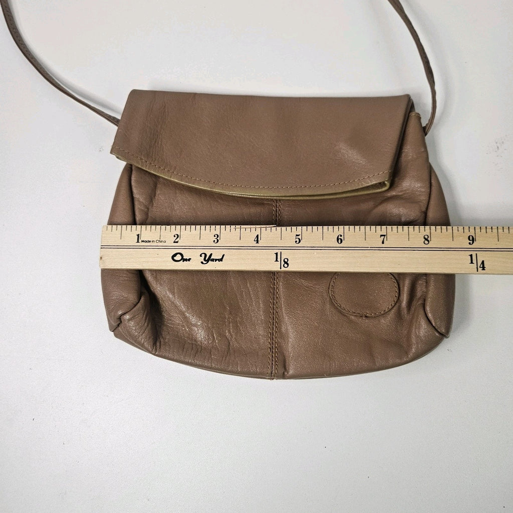 Vintage Small Leather Tan Mini Purse Flap Crossbody Strappy