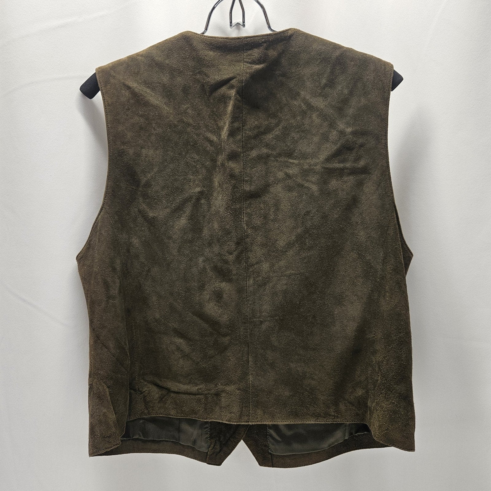 Vtg Talbots Suede Vest Womens Med Olive Green Button Front Preppy Army Western