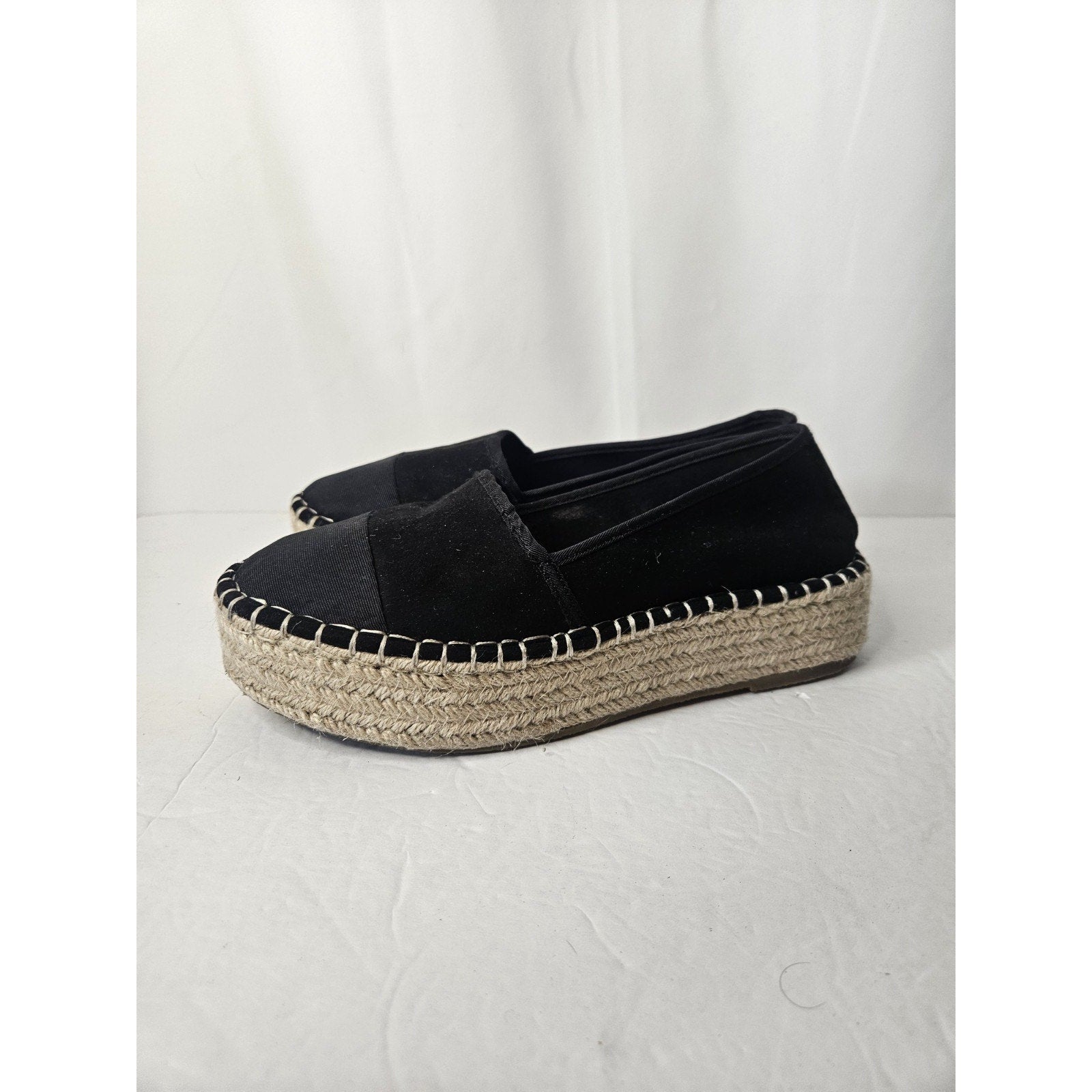 ASOS DESIGN Julee Flatform Espadrilles BLACK Women Size 8 Platform Sandals