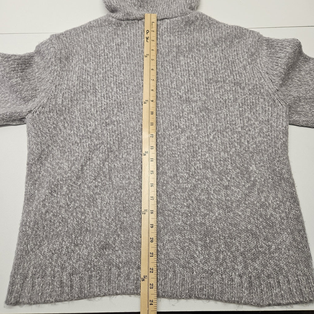 Vintage Womens Full Zip Gray Cardigan Snowflake Sweater Large Nordic Ski