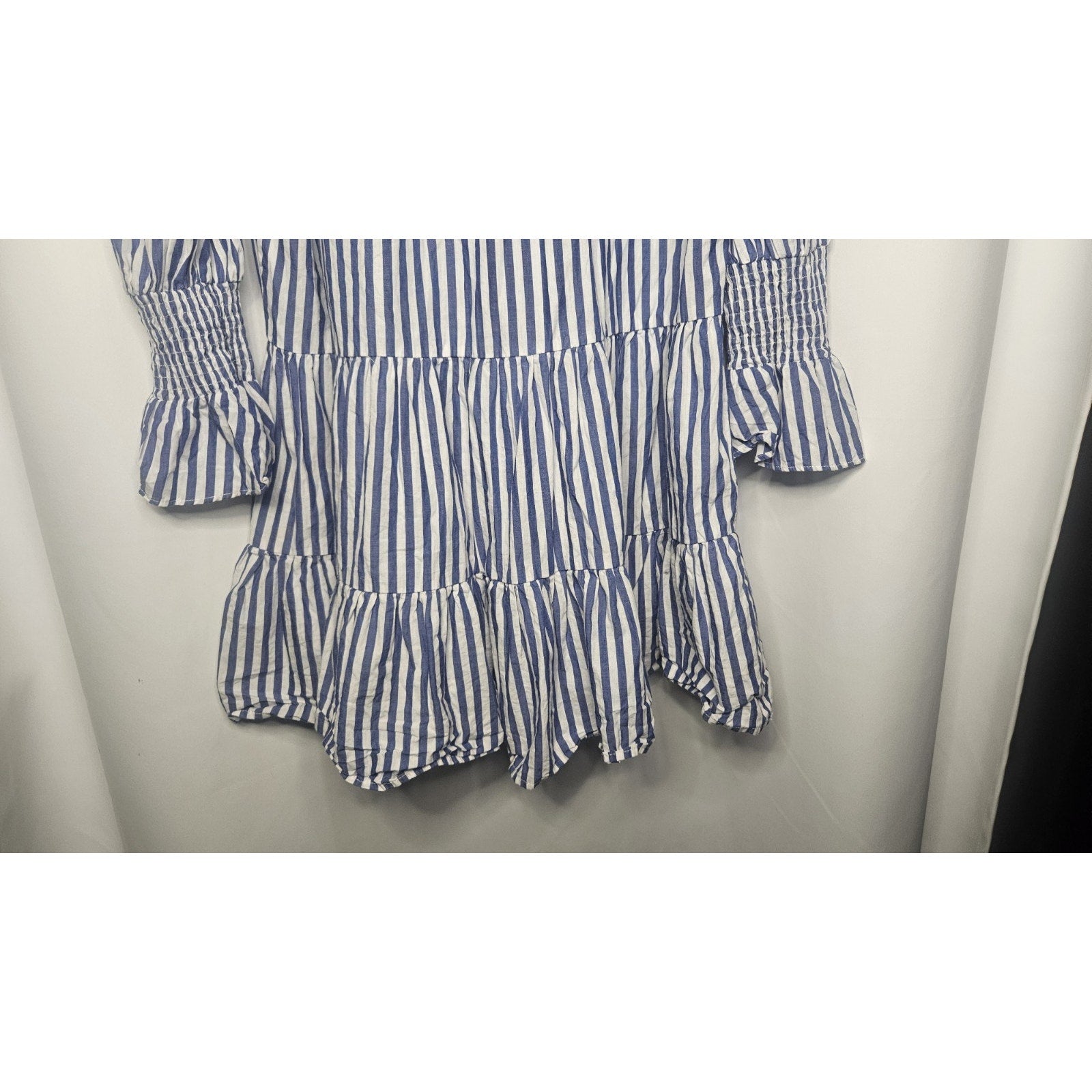 Tuckernuck Pomander Place Dress Blue White Striped Kenzo Mini Size Small Tiered Dress Summer Outfit Trendy Styles