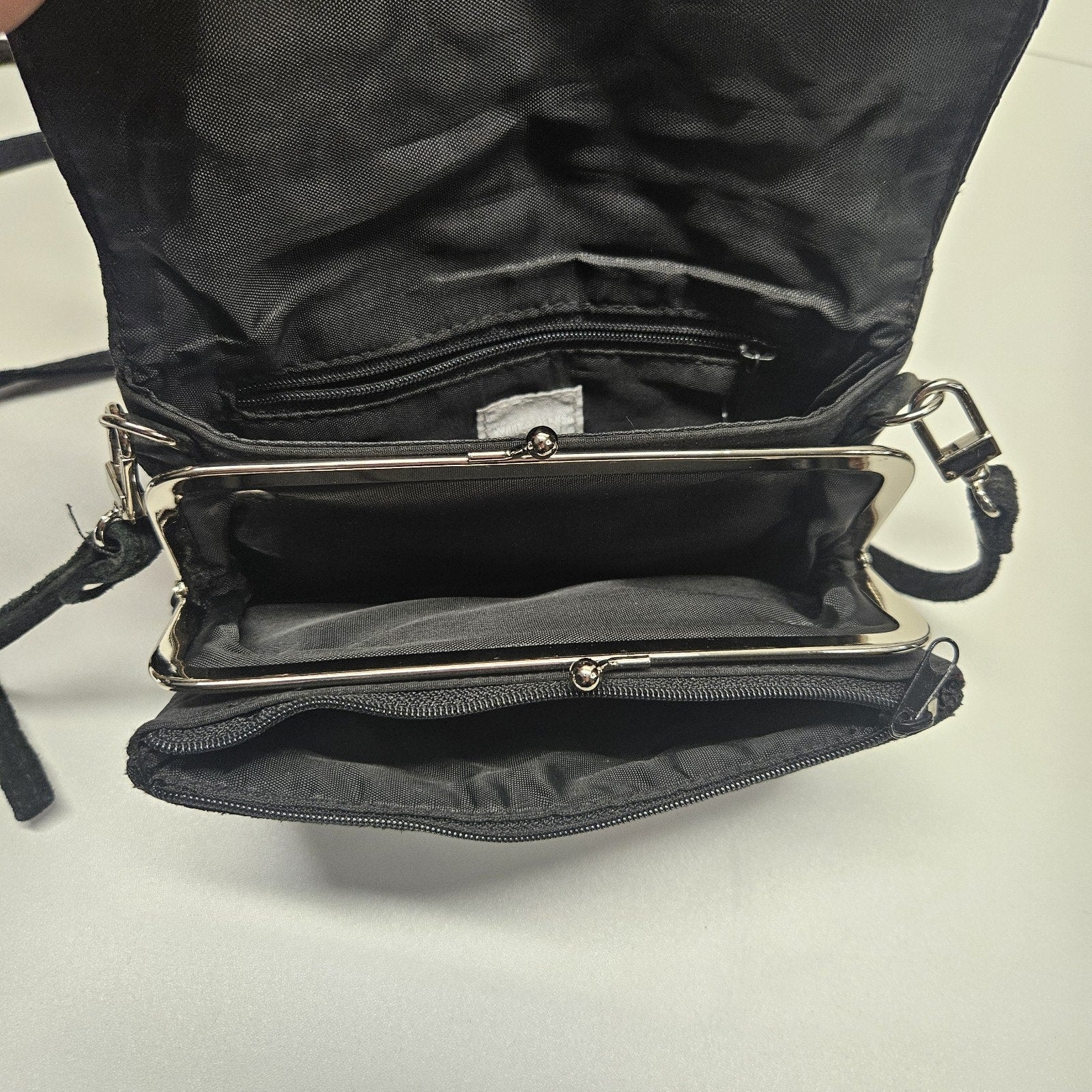 Vintage Wilsons Leather Maxima Black Suede Crossbody Quilted 90s Y2K Goth Grunge