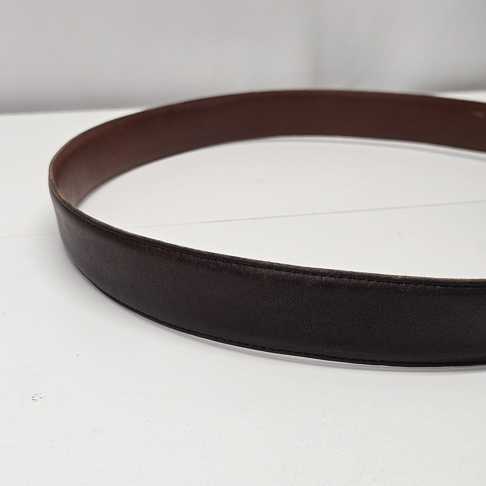 Vintage Coach Womens Mahogany Brown Cowhide Leather Belt 5750 Brass Buckle Sz 38