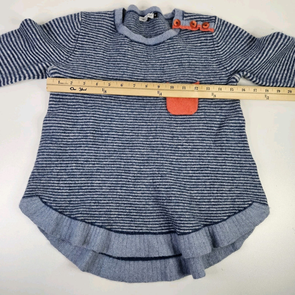 Zaket & Plover Merino Wool Blend Crewneck Blue Striped Sweater Size Medium