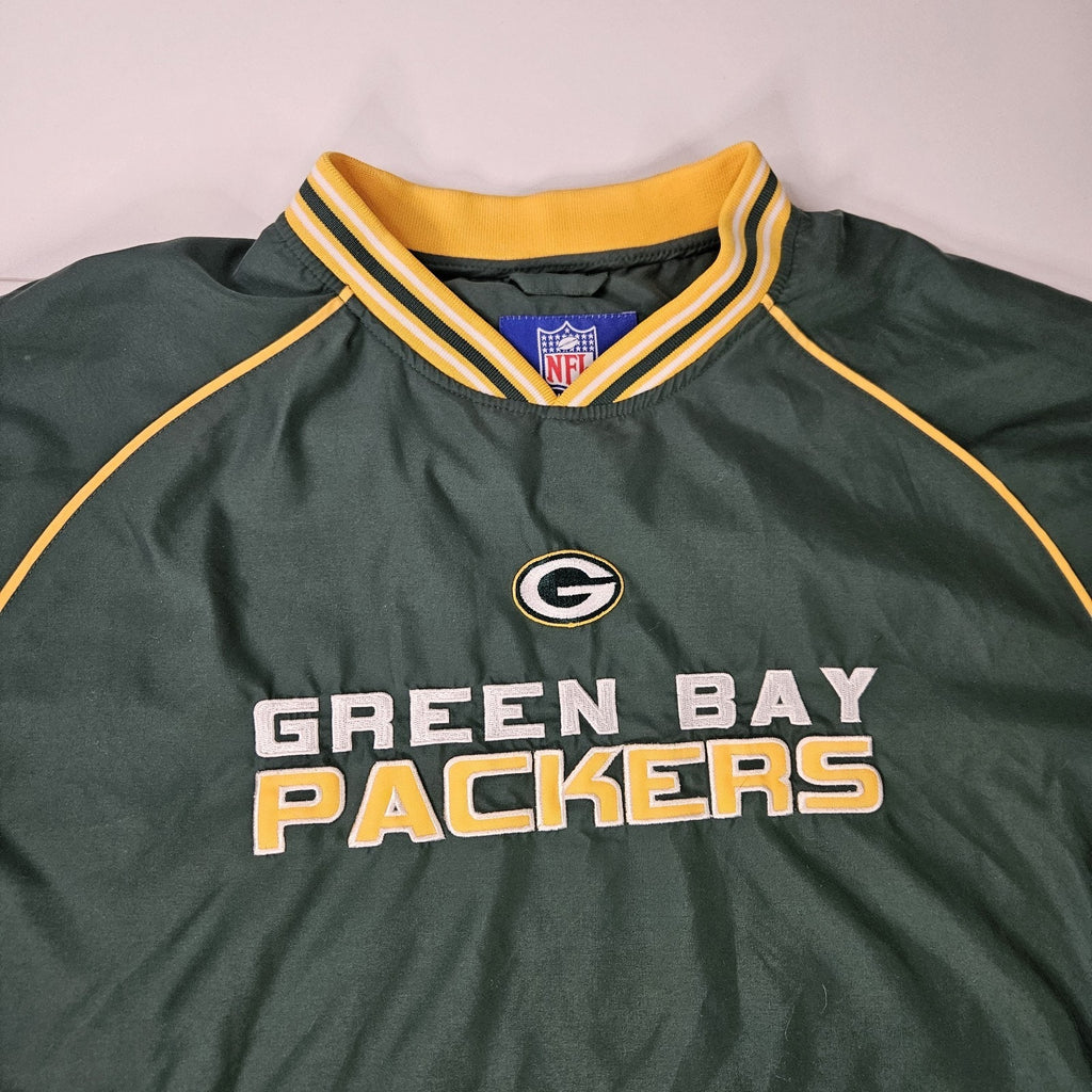 Vintage Reebok Green Bay Packers Mens Size Medium Pull-Over Green Wind Breaker