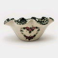 Vtg East Texas Pottery Heart Floral Green Sponge Stoneware Cottage Serving Bowl