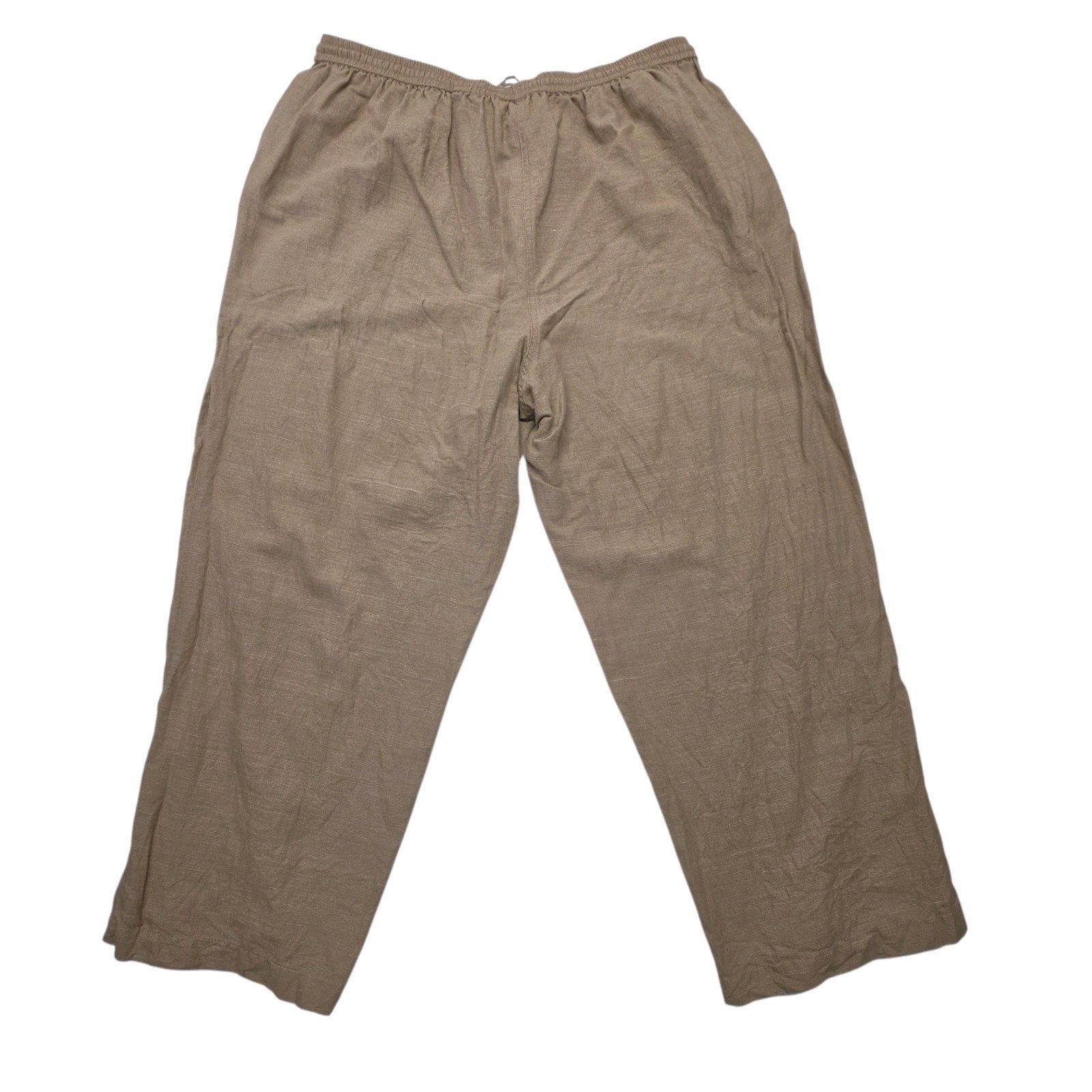 Beige Pull On Lightweight Wide Leg Chino Maggie Barnes Womens Pants Plus Size 2X