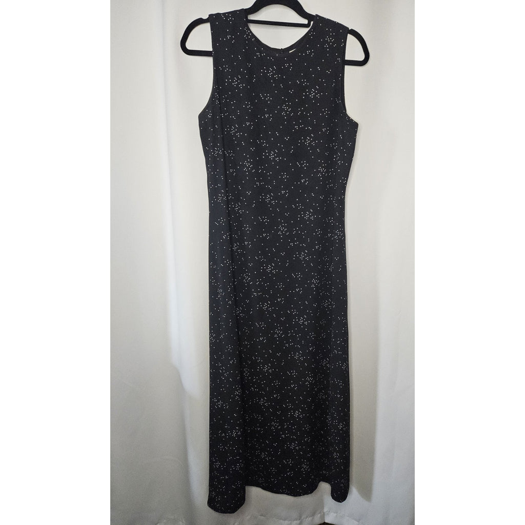 Chaus Maxi Dress Women's Size 10 Black White Polka Dots Maxi Full Length Vintage