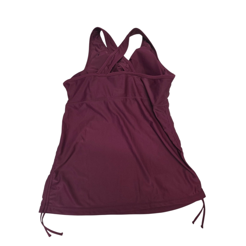 UV Skinz Women's Ruched Swim Tunic Tankini Top Deep Plum 2XL Beach Resort Sporty