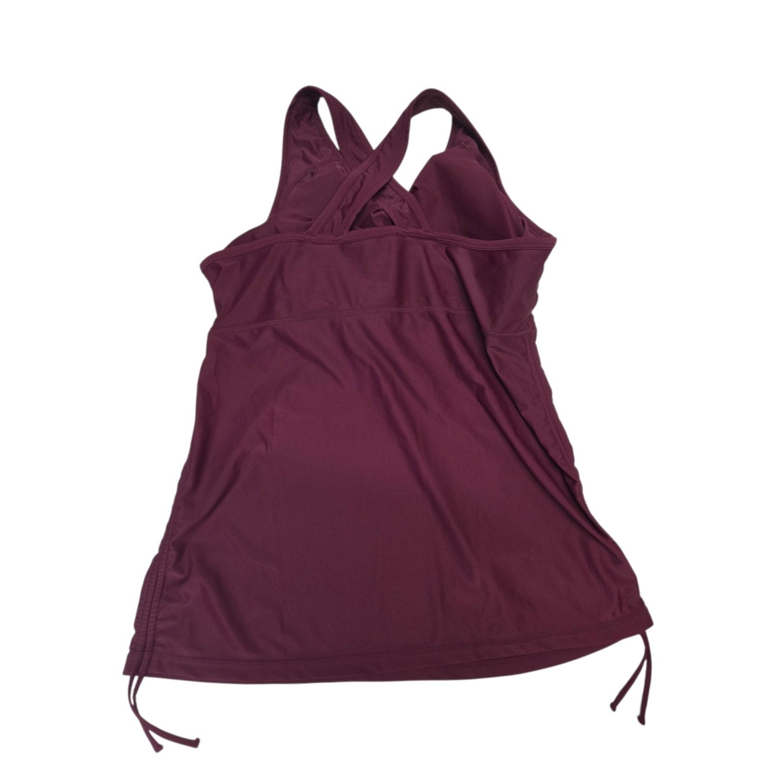 UV Skinz Women's Ruched Swim Tunic Tankini Top Deep Plum 2XL Beach Resort Sporty