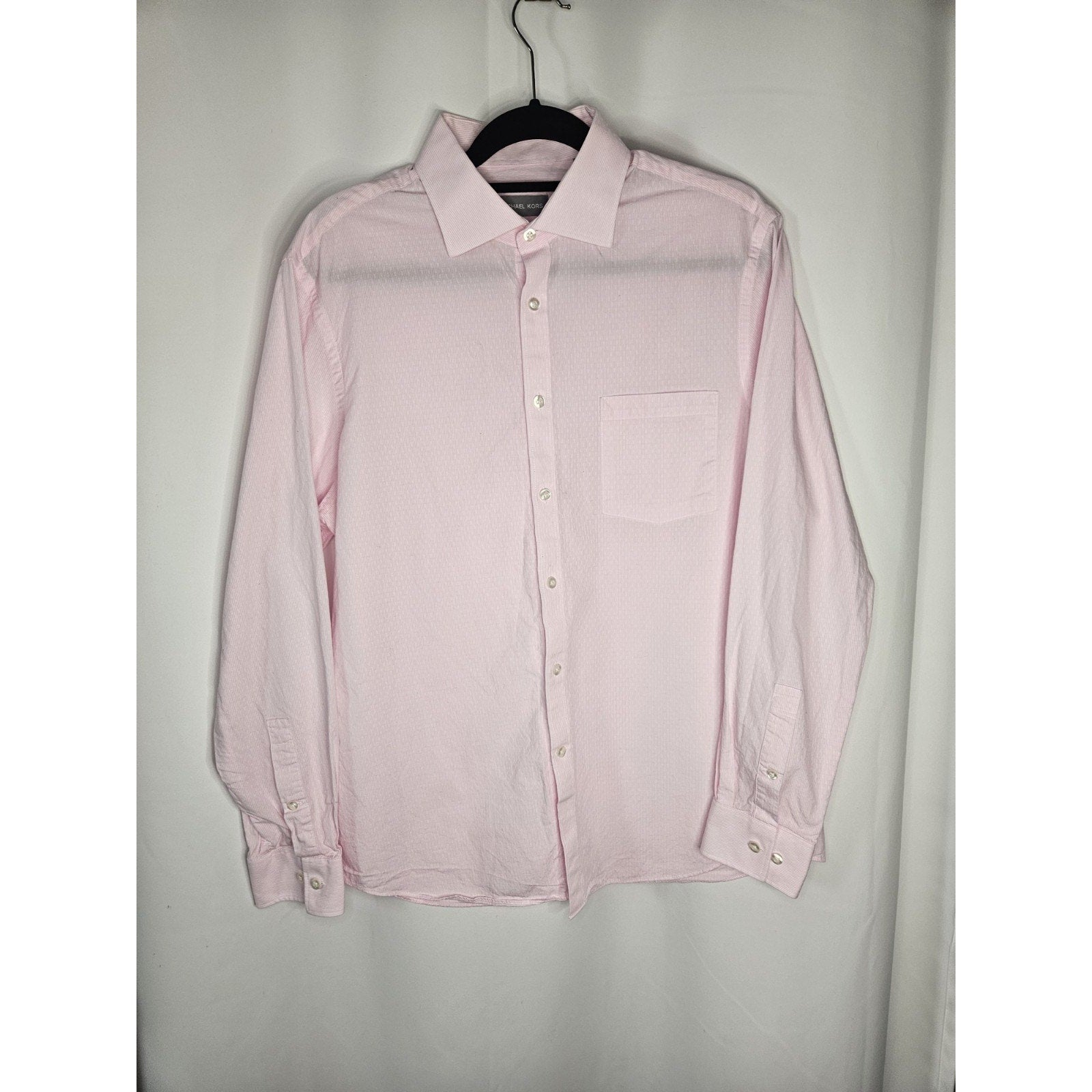 Michael Kors Pink Regular Fit Non-Iron Button Dress Shirt 16-16.5 34/35 Large