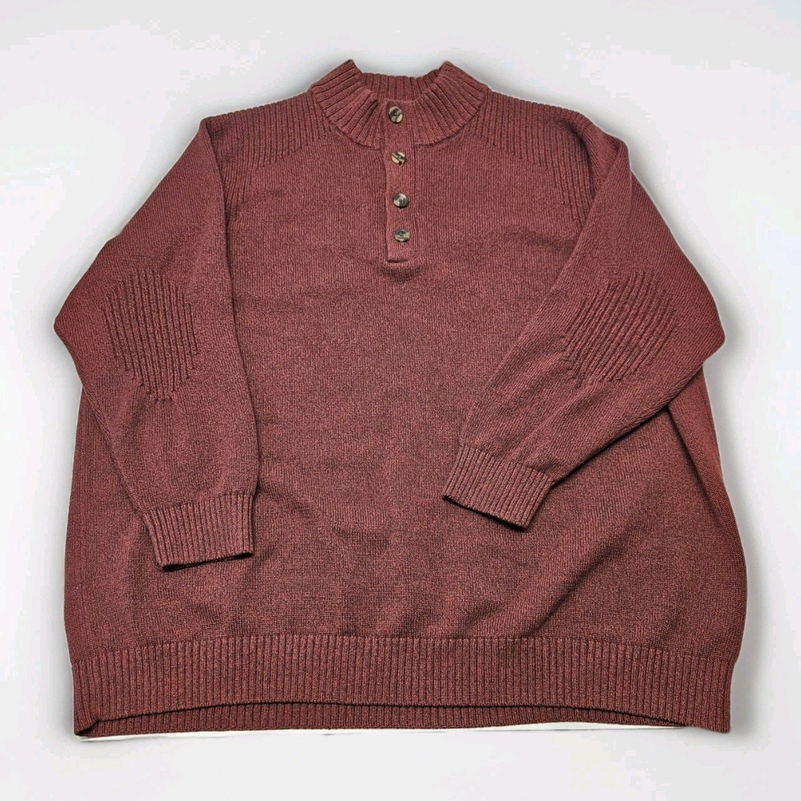 Oak Hill Sweater 6XL Burgundy Pullover Casual Dress Knit Buttons Business Casual