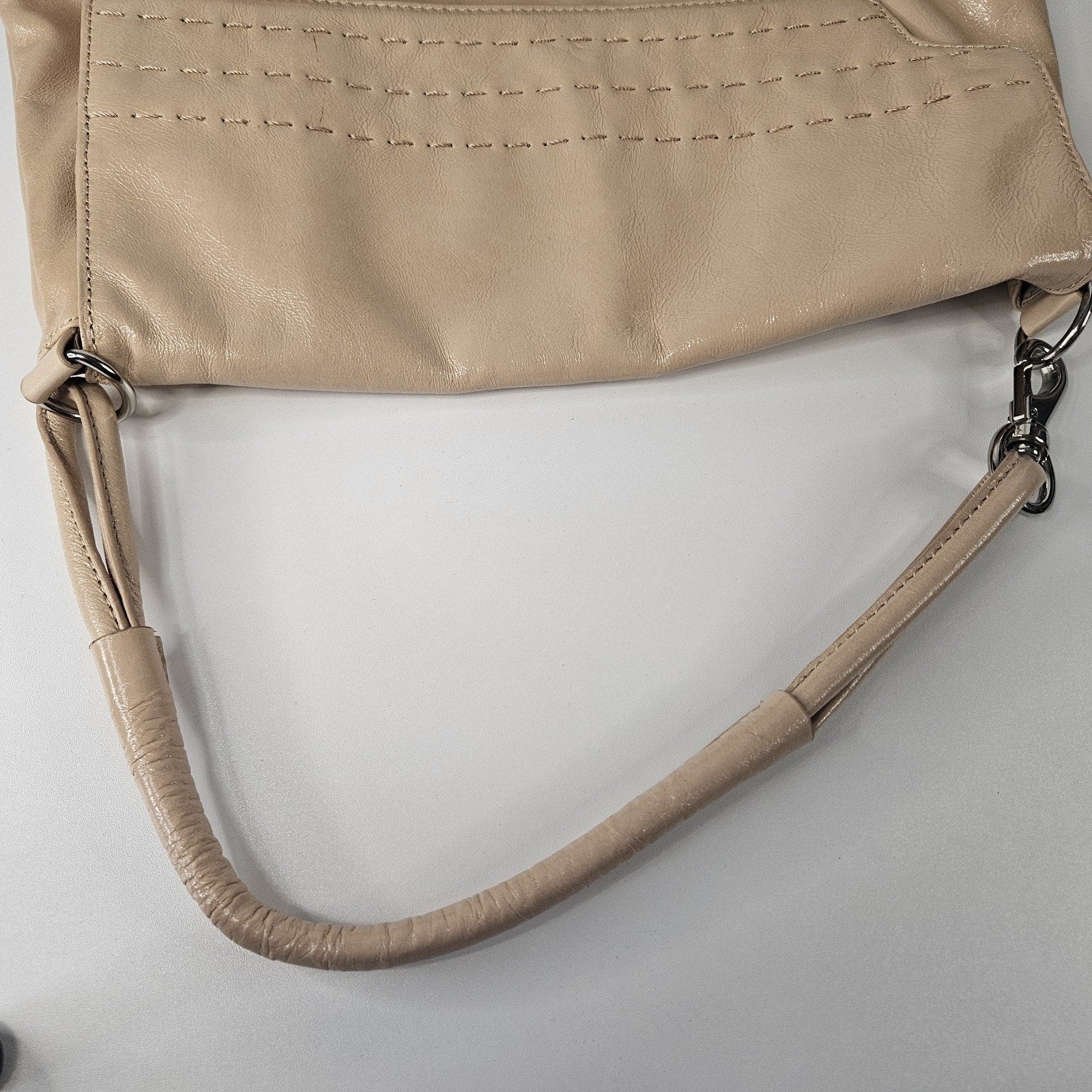 Patent Leather Handbag DONALD J PLINER Nude Mini Shoulder Bag Flap Over Purse