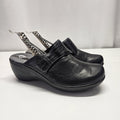 Womens Shoes SOFTWALK Black Leather Slip On Clogs Wedge 9.5 Comfort