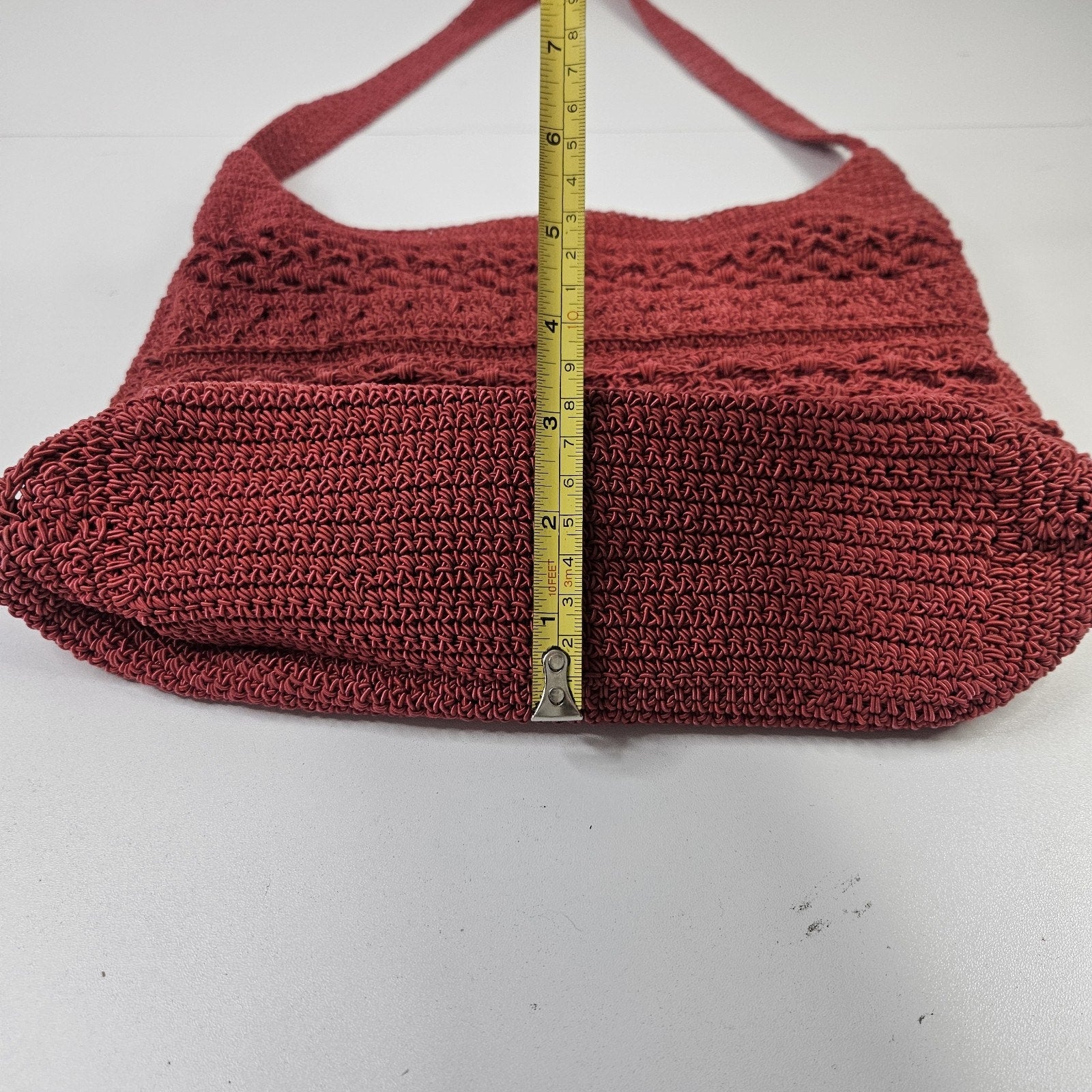Capelli Straworld Red Crochet Ladies Bag Purse Boho Bohemian Lined Shoulder Bag