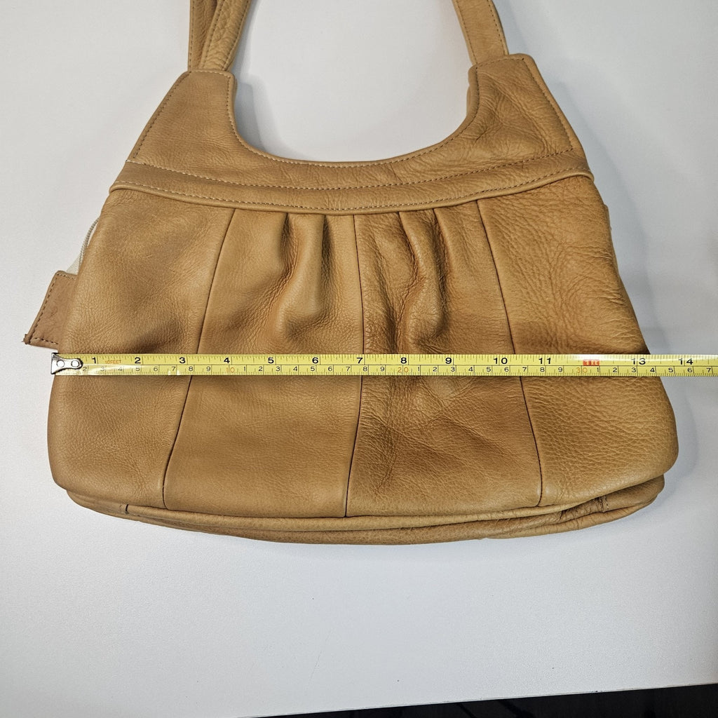 Vintage Soft Light Brown Leather 6 Pocket 2 Strap Whale Tail Lg Shoulder Bag