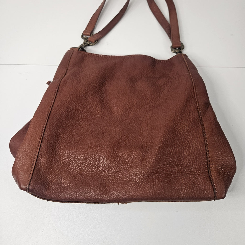 American Leather Co Women's Lenox Triple Entry Satchel Brandy Brown Shoulder Bag