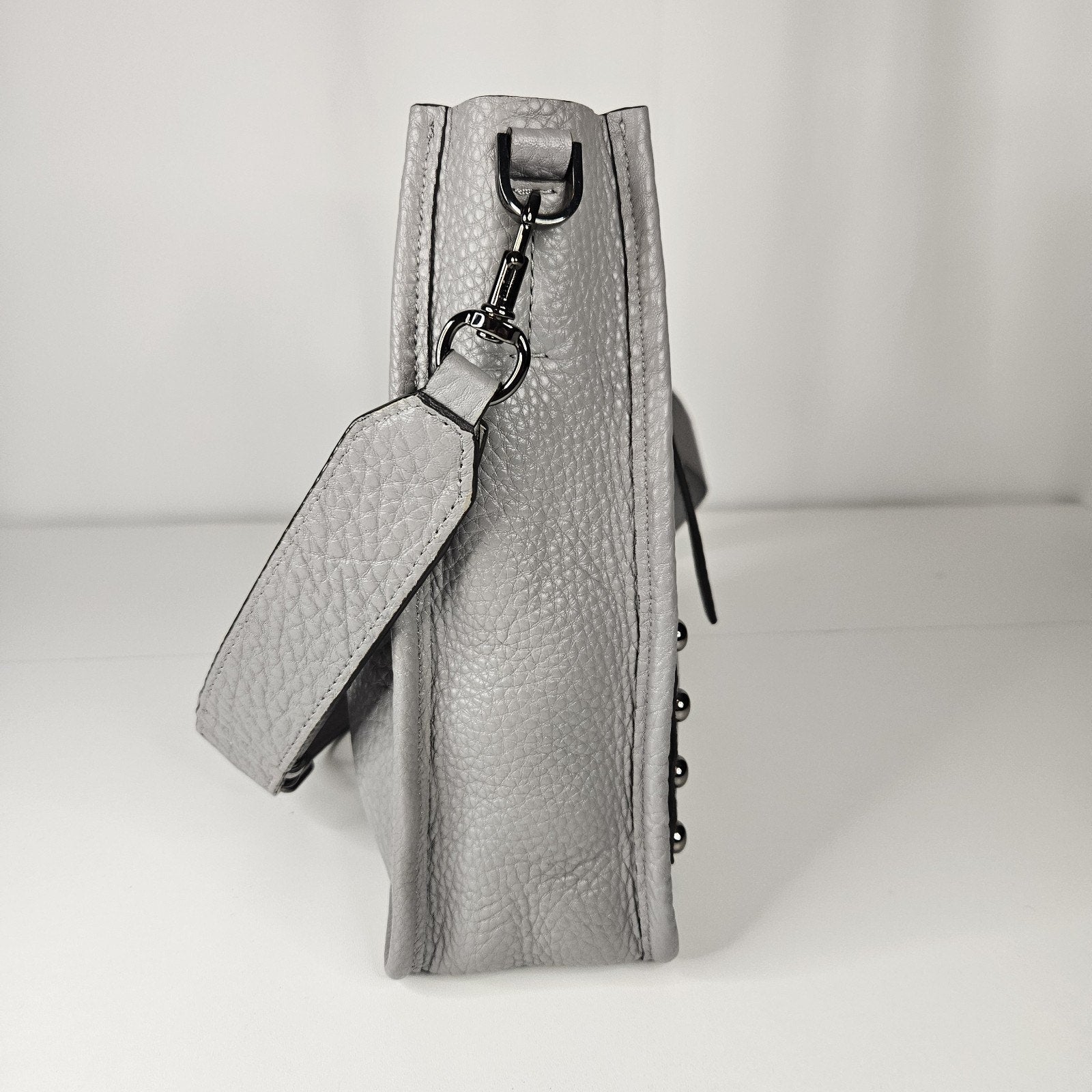 Rebecca Minkoff Unlined Feed Leather Crossbody Bag Gray Studded