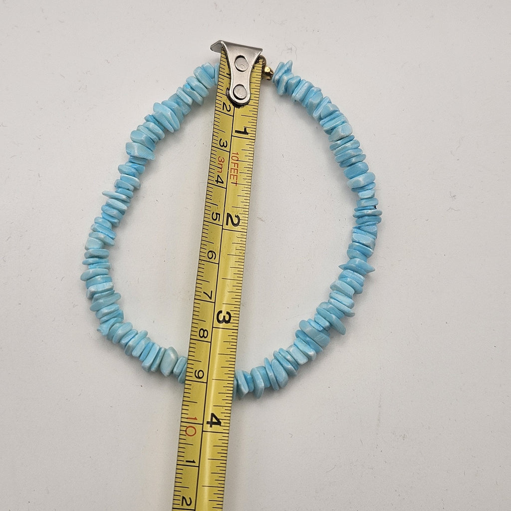 Light Blue Puka Chip Shell Beads Ankle Bracelet Vintage 90s Y2K Preppy Beach