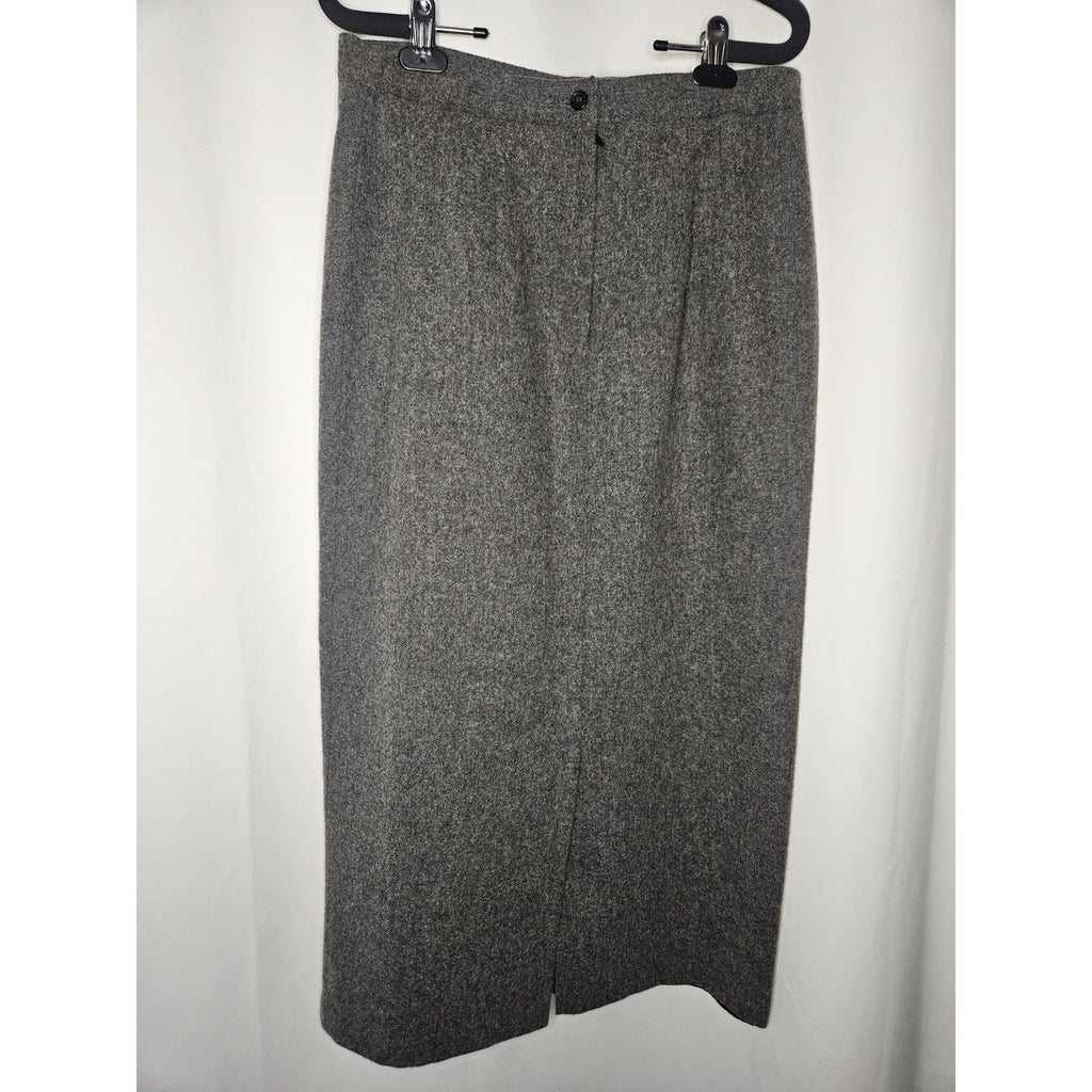 Vintage Woolrich Blend Midi Skirt Size 12 Gray Wool Zipper Lined Slit EUC