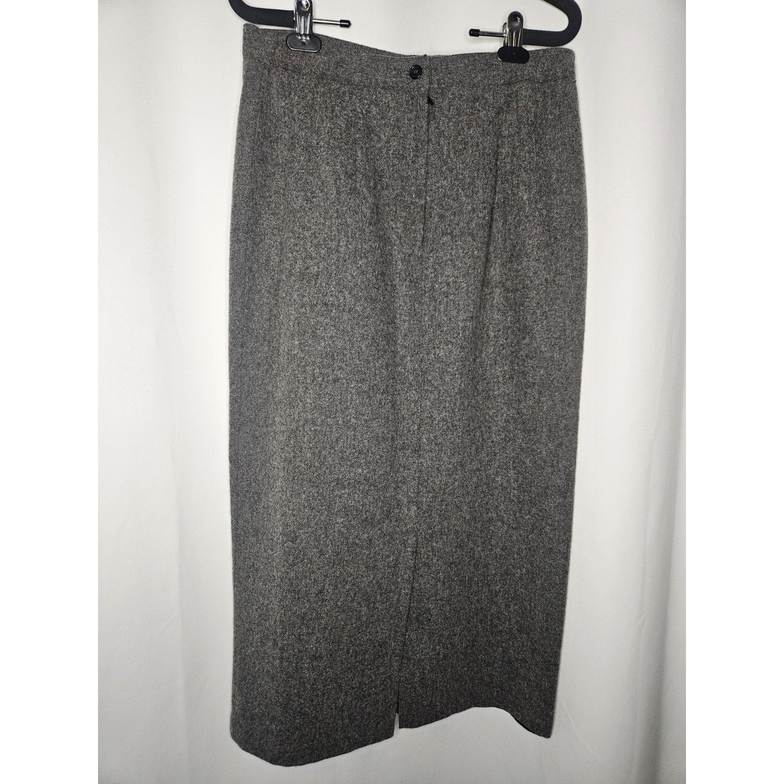 Vintage Woolrich Blend Midi Skirt Size 12 Gray Wool Zipper Lined Slit EUC