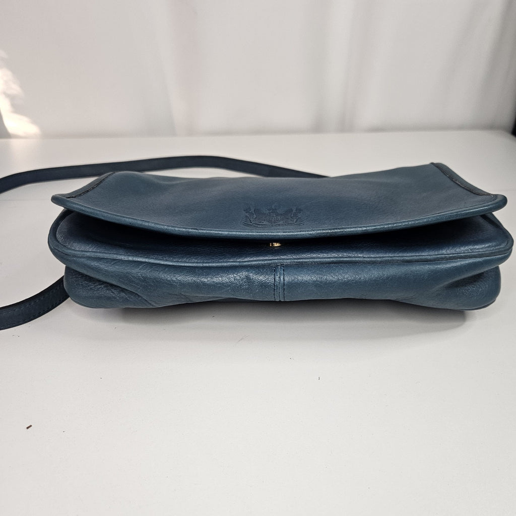 Vintage Mitchell USA Leather Shoulder Bag Purse Blue Classic Handbag