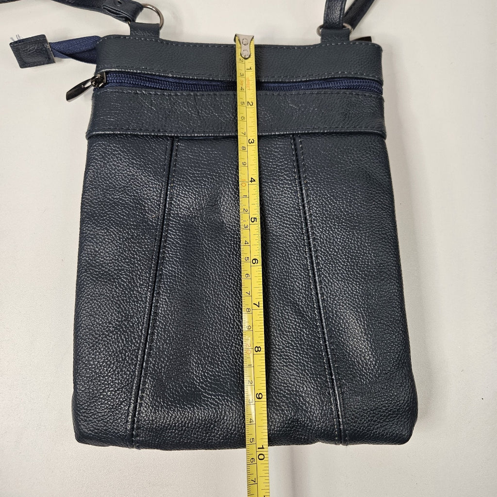 Krediz Leather Navy Blue Crossbody Bag Travel Purse 5 Compartments