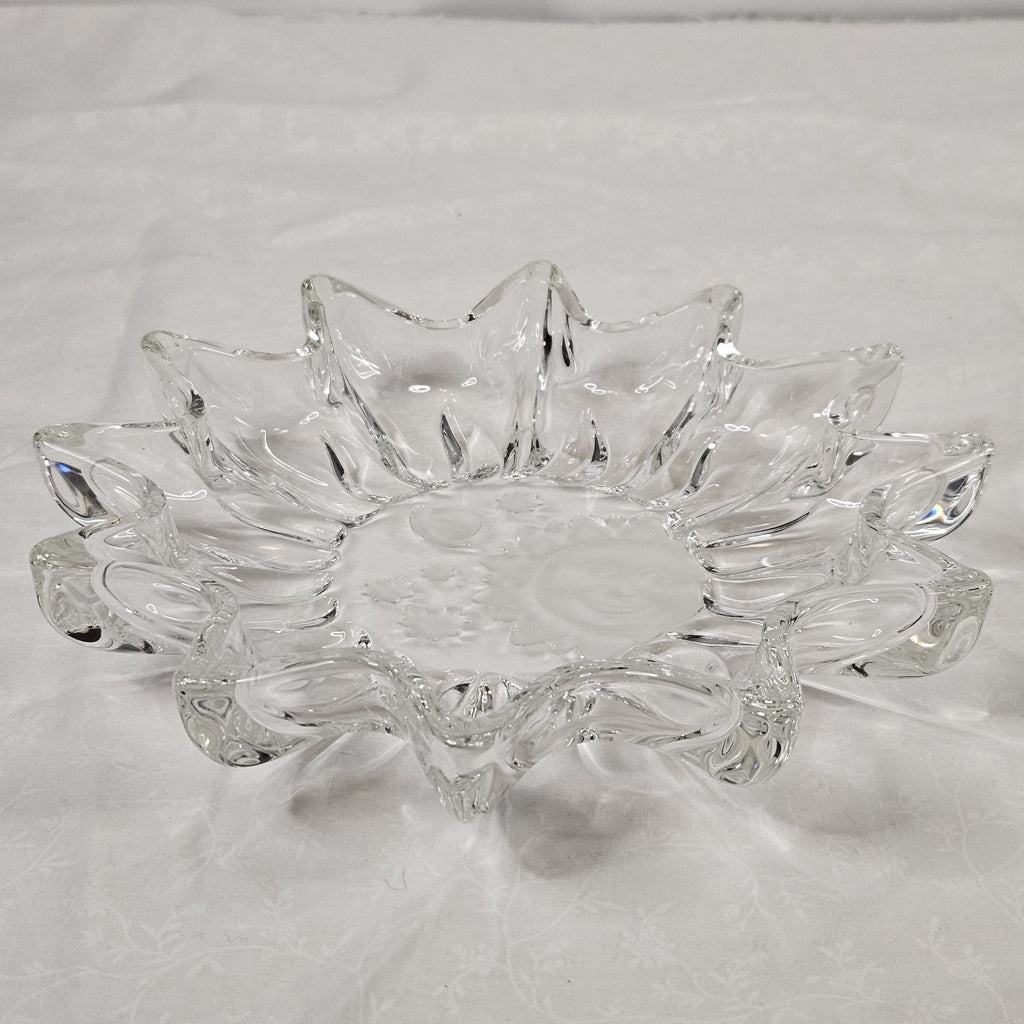 Vintage Heavens Gate Sun Moon Stars Glass Trinket Serving Dish Celestial