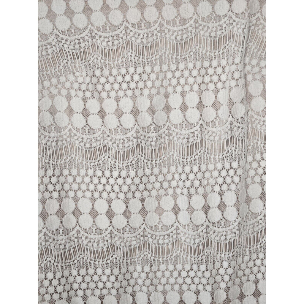 Eliza J Shift Dress Womens Size 6 Layered White Lace Lined 3/4 Sleeve Above Knee