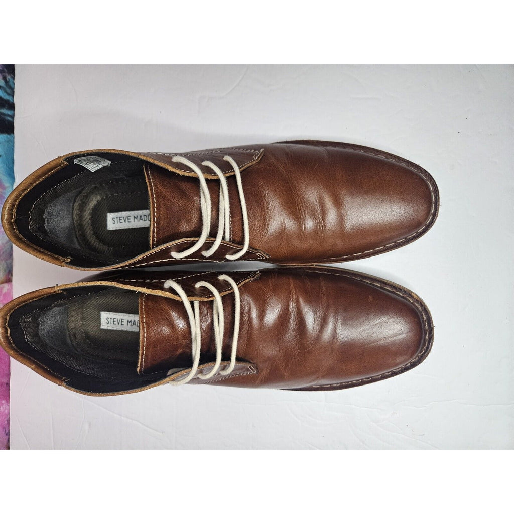 Steve Madden P-Ivon Wood 982 BROWN Leather Lace Up Chukka BOOTS (Mens 11.5)