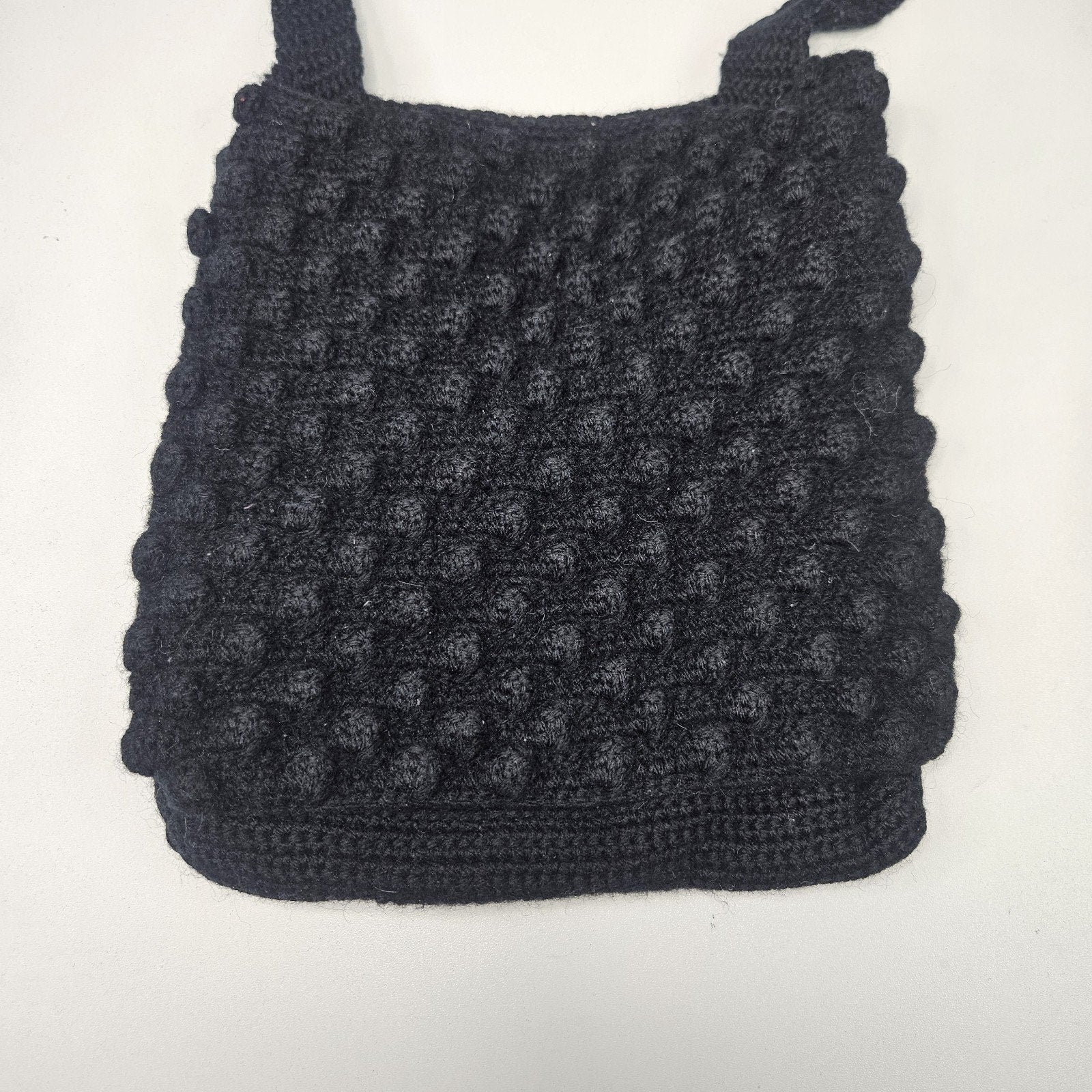 Handmade Crochet Mini Black Crossbody Shoulder Bag Coastal Y2K Whimsy Small
