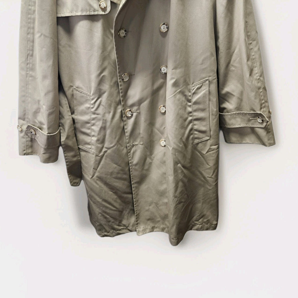 Vtg Woodmere Men Size 44 Beige Long Sleeve Removable Lined Belted Trench Coat