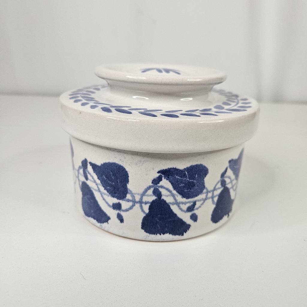 Vintage Amnion Triana Salt Glaze Stoneware Floral Print Butter Crock W Lid
