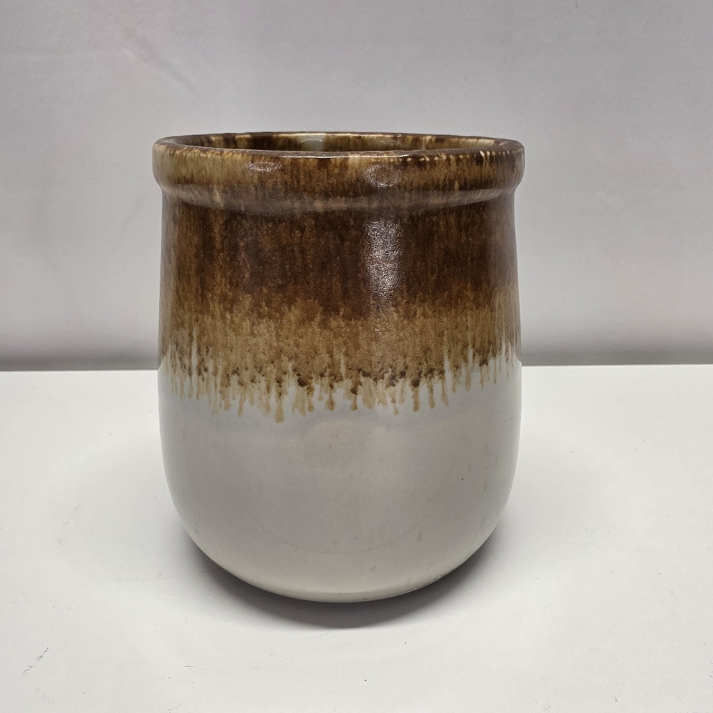 Vintage McCoy Stoneware Glazed Art Pottery Utensil Crock 6” Brown #35 USA Retro